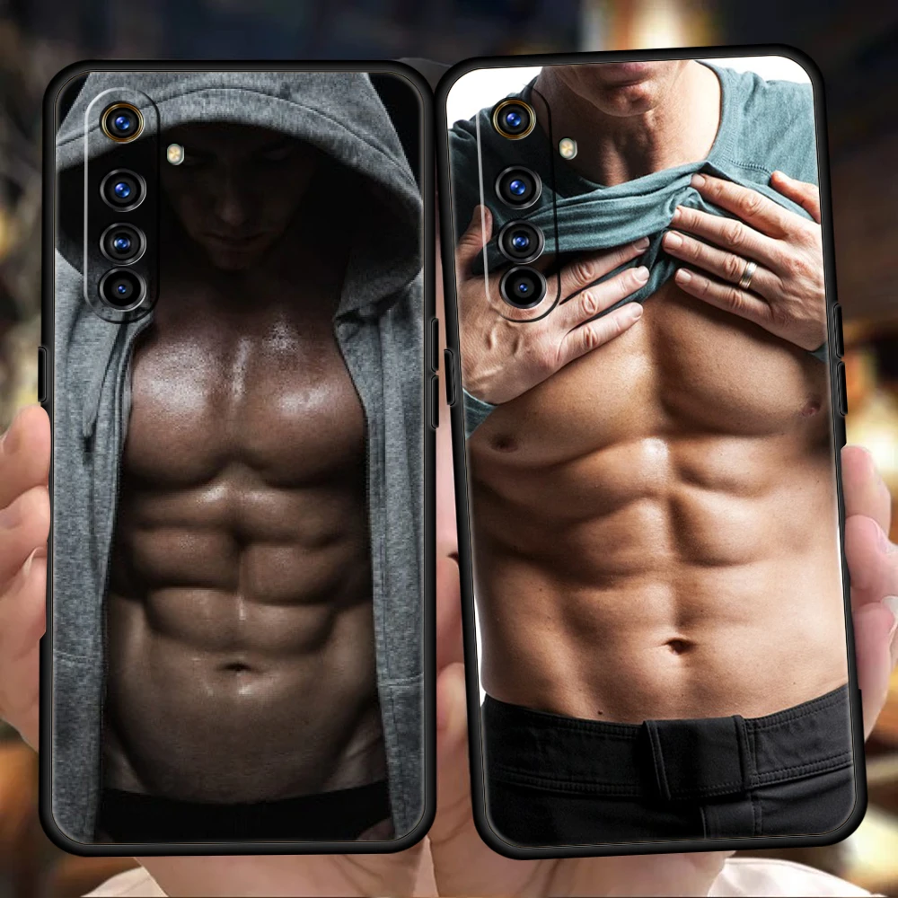 Male Abdominal Muscle Silicone For Realme 9 Pro GT2 6 7 8 10 C11 C21Y C25 C35 GT Neo 2 3 3T Pro Plus 5G Shockproof Phone Cover