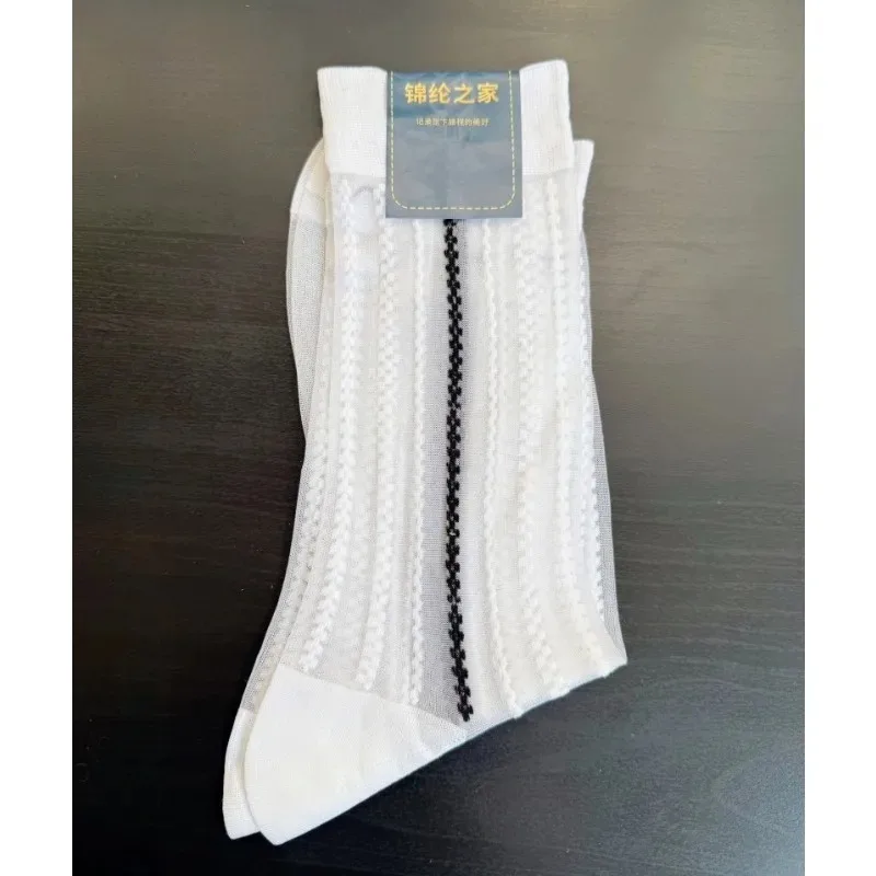 

Limited Edition Men's TNT socks Vintage Nylon Sea Wave Ribbed Socks Sexy Beautiful Sheer Thin See Through Business Dress Socks