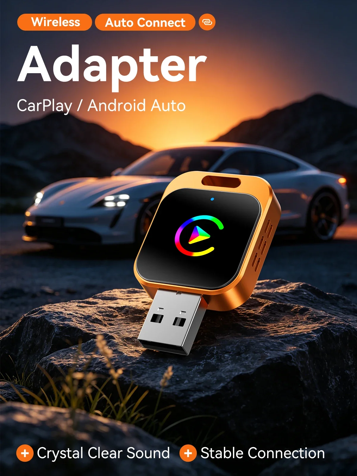 

Calebe 2 in 1 Wireless Carplay Adapter Android Auto Adapter IOS AirPlay BT5.0 USB/USB-C WiFi Transmission Box Smart Car Systems