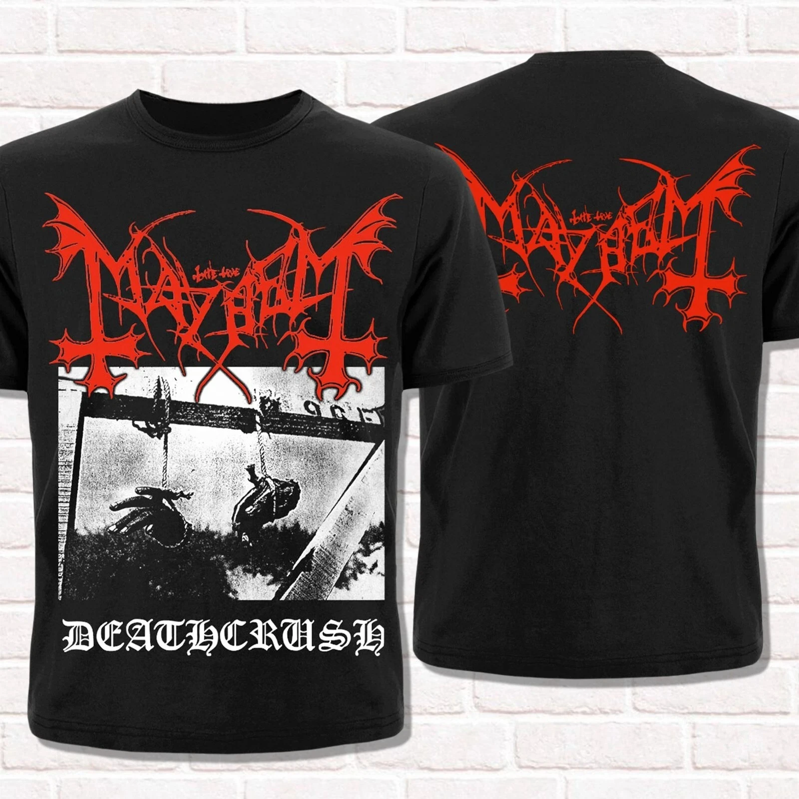 

Oversized Mayhem black T-Shirt Deathcrush 1987 True Norwegian Black Metal Cotton Men women Tee Streetwear Vintage Hip Hop unisex