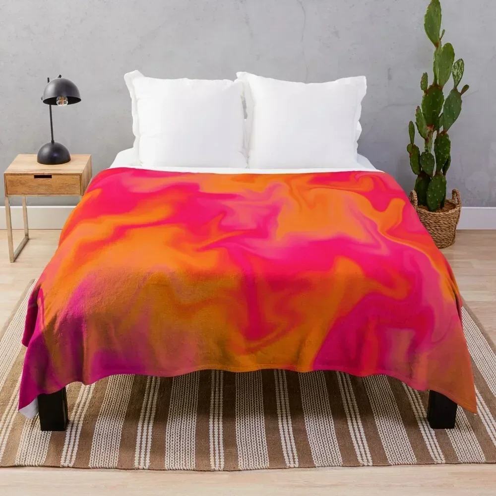 

Pink, Orange, and Red Marble Fusion Design Throw Blanket Warm Napping Blanket for Office Couch Bed