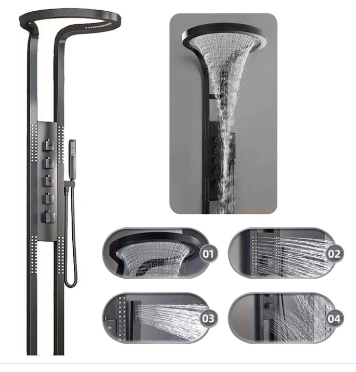 

Hot Sale Luxury Rain Shower Wall Mounted Bath High Pressure Rainfall Waterfall Shower Set Rain Shower Mixer