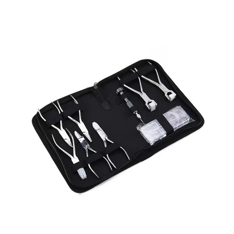 Optical Eyeglasses Plier Screwdriver Rimless Frame Plier Set 6Pcs Manual Pliers Screwdrivers Nose Pad Screws Wtih Portable Bag
