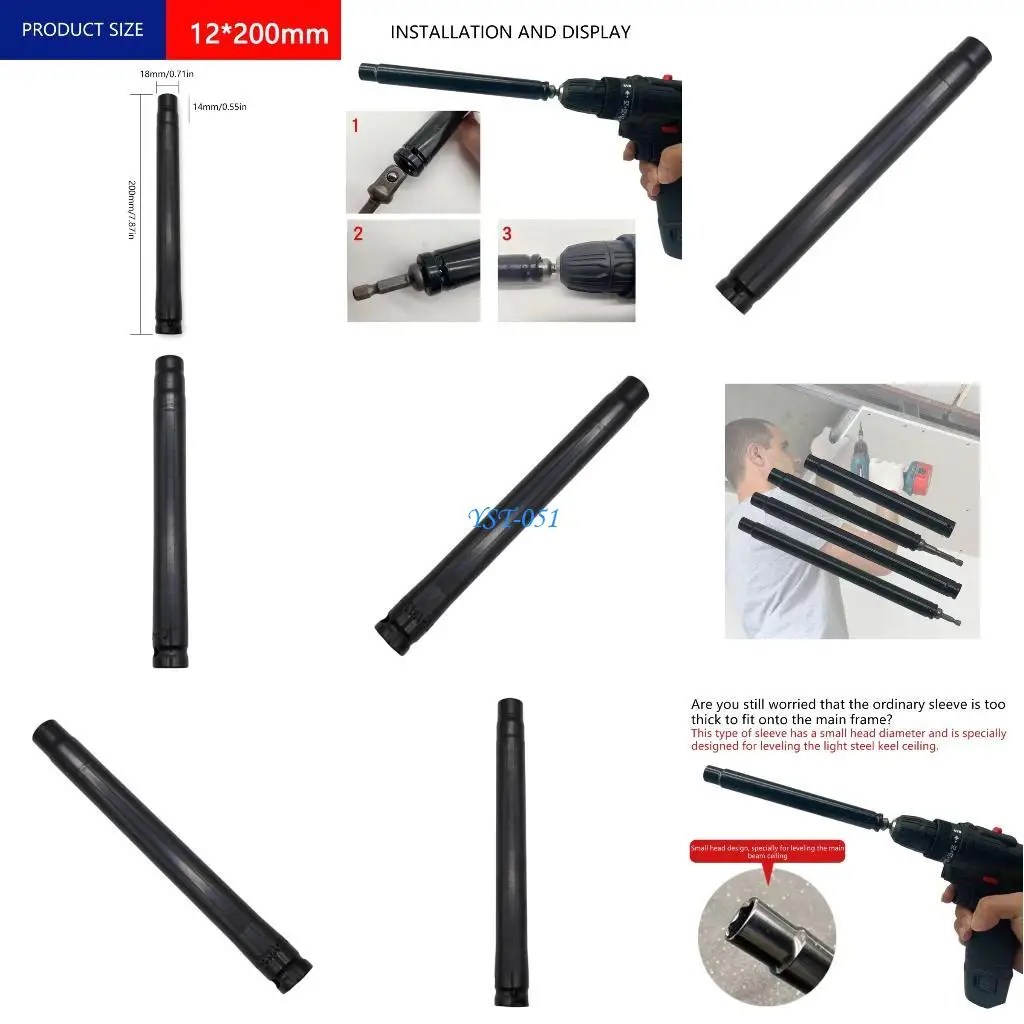 

E15A Hollow Socket Leveling Socket Tool For Ceiling Heavy Duty Steel Comfortable grip Corrosion Resistant 10-14mm Optional