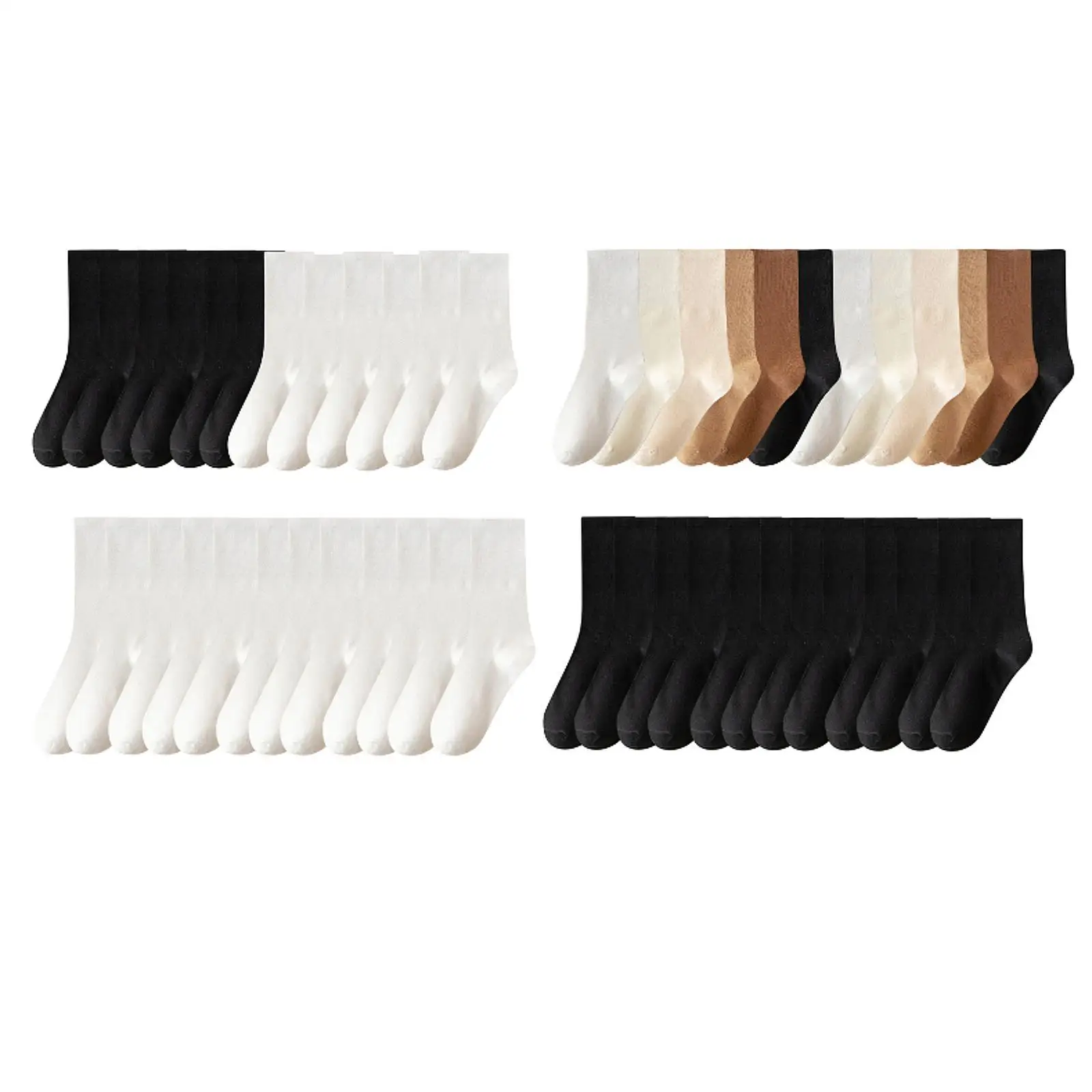 

6 Pair Elastic Soft Mid Calf Socks for Leisure Spring Autumn Sports Business