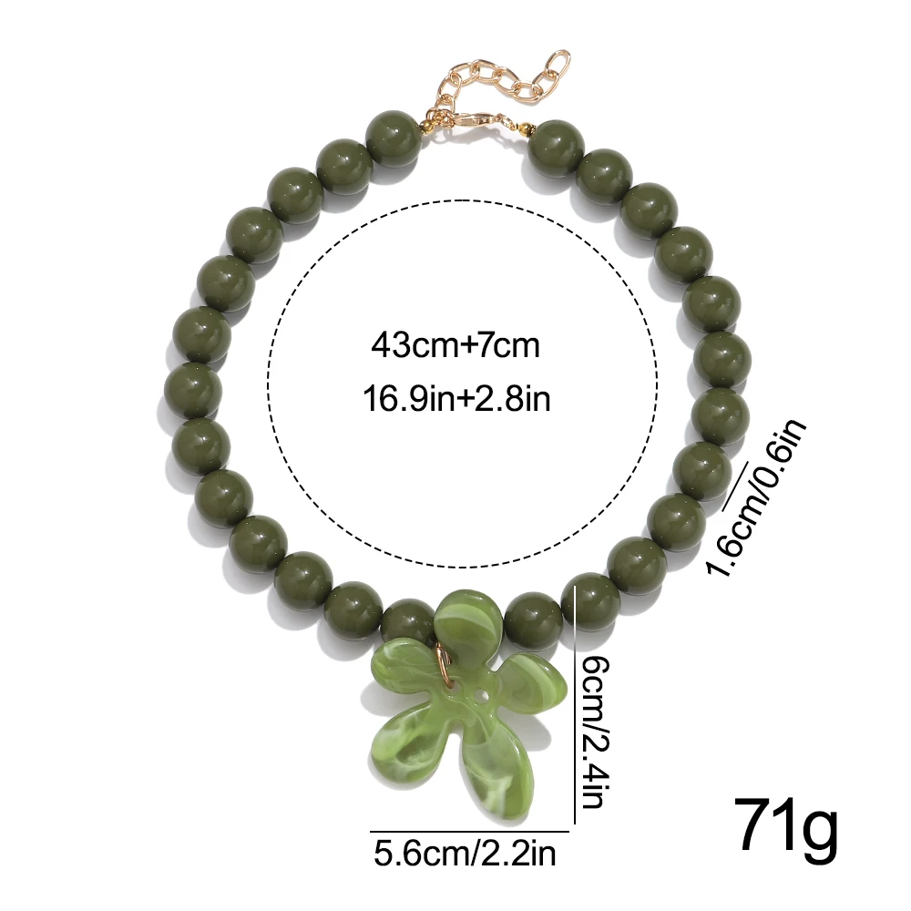 Fashion Acrylic Round Beads Large Flower Pendant Necklace New Colorful Geometric Ball Beaded Choker Necklace Women Jewelry Gifts