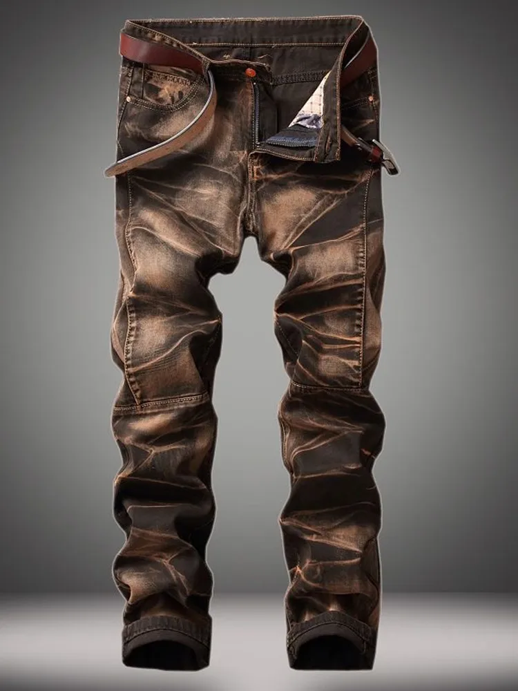 Pantaloni in denim a gamba dritta vintage americani di nuova tendenza della moda autunno e primavera per uomo Jeans sportivi elastici di alta qualità casual