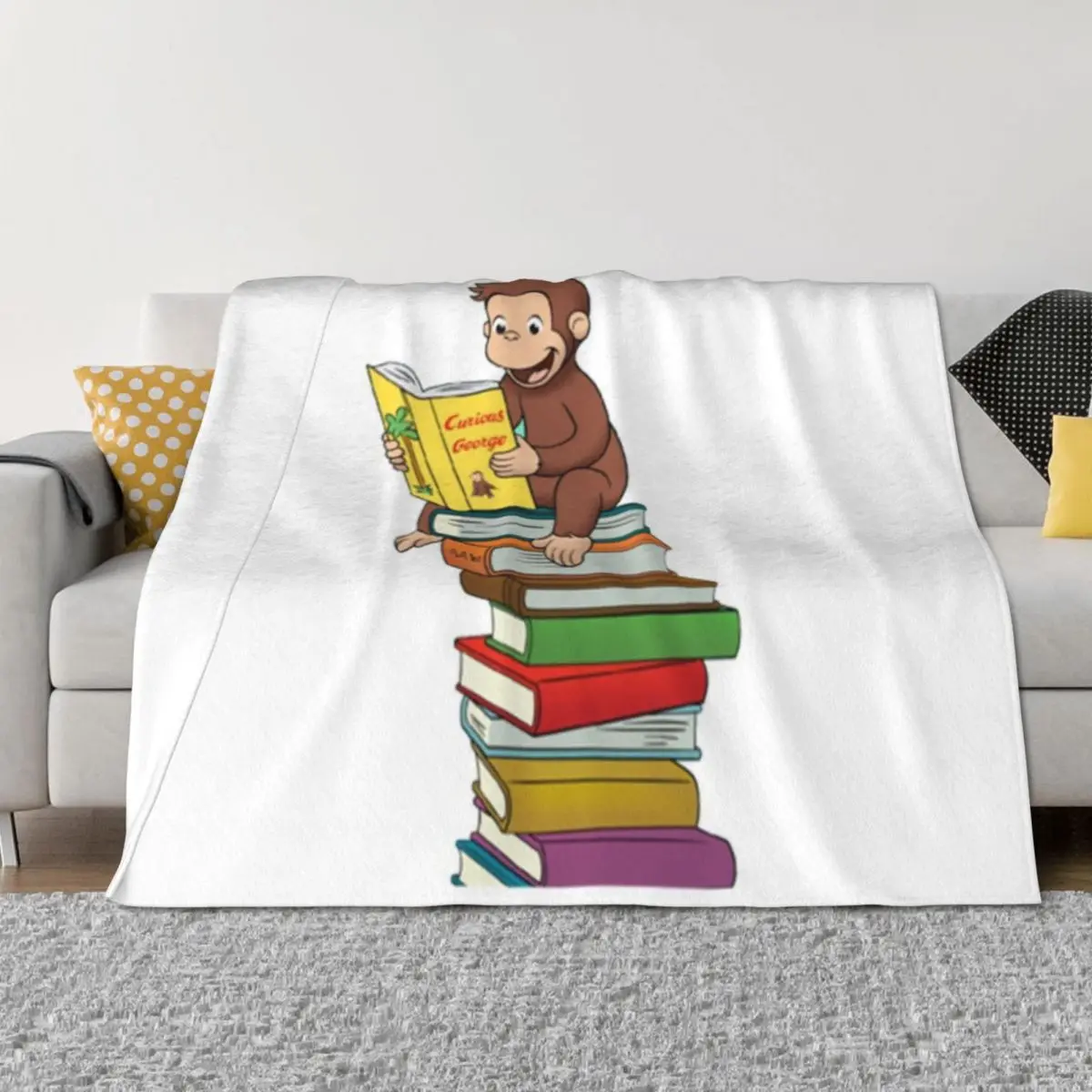 

Curious George Classic Throw Blanket blankets and throws Kid'S funny gift Giant Sofa Blankets