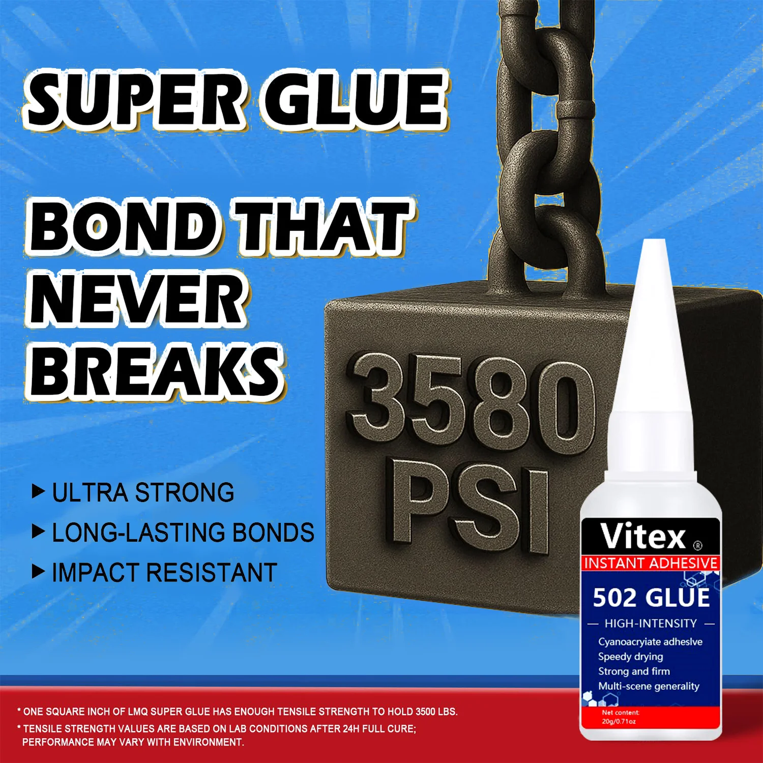 Vitex 1-3pcs 専門の即刻の接着剤の高力極度の 502 の余分に強いエポキシの付着力の第 2 Cyanoacrylate の技術のアクリルの接着剤の強い結束の液体の付着力用具