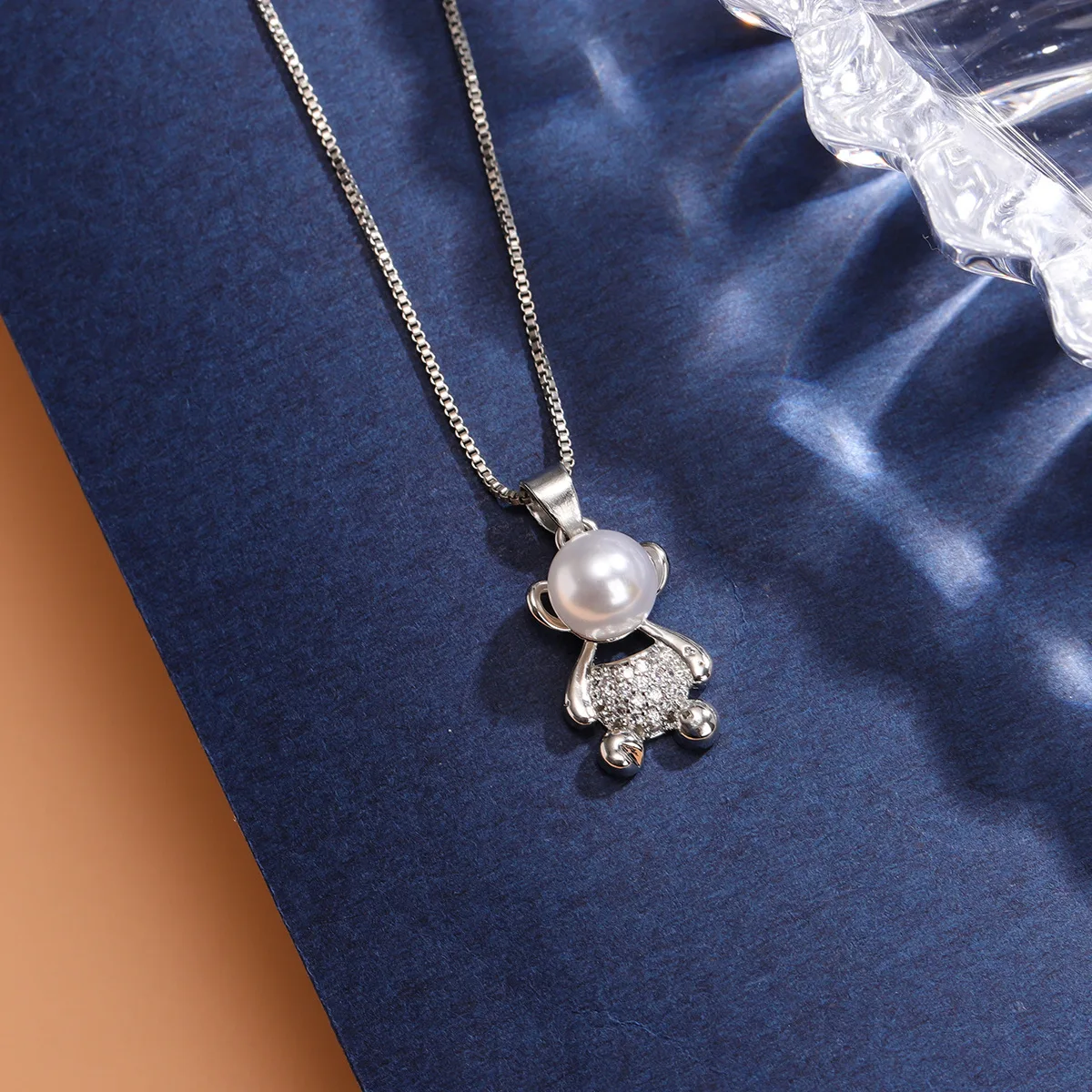 Persönliche 925 Sterling Silber Mode Exquisiter Schmuck Niedlicher Bär Perle Antiallergische Schlüsselbeinkette Anhänger Halsketten XL232