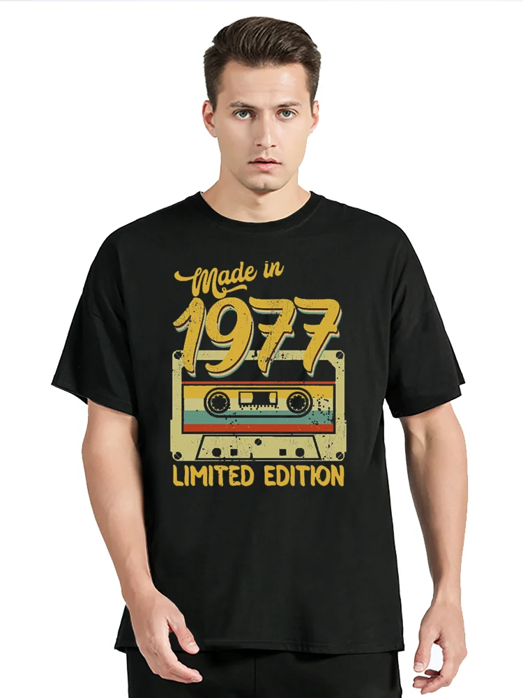 Made In 1977 Limited Edition Birthday Gift T-shirt Casual Fitness T Shirt Cotton Tops Tee Men's Clothing Oversized Unisex Tshirt