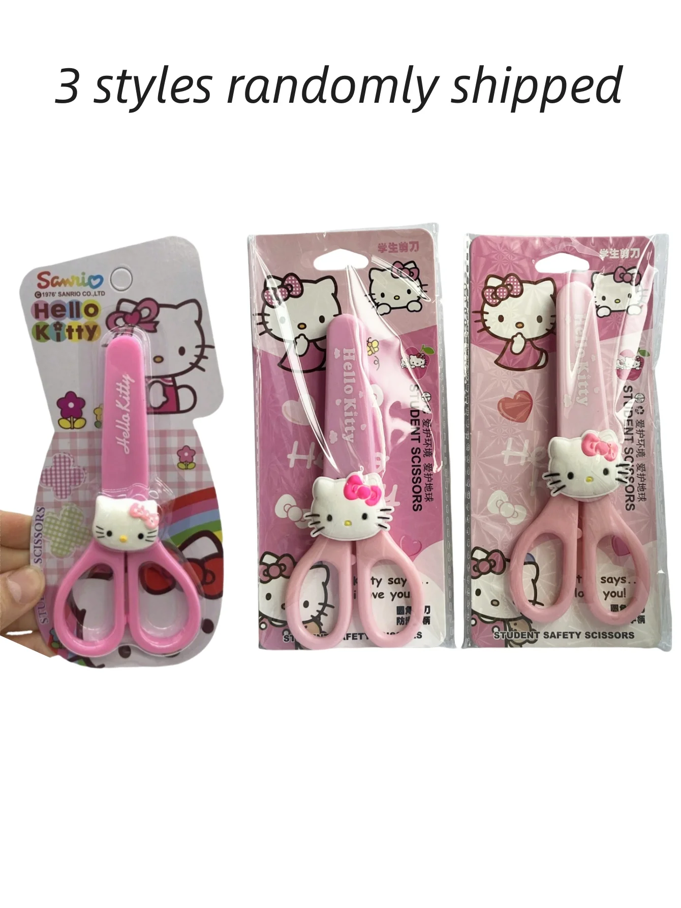 กรรไกรสแตนเลสลายเฮลโลคิตตี้ 1/2 ชิ้น, เครื่องเขียนน่ารัก, กรรไกรงานฝีมือ, ชุดกรรไกรอเนกประสงค์สำหรับตัดผ้า