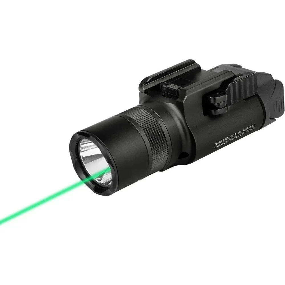 

Magnetic USB Rechargeable Tactical Flashlight with Green Beam and White LED Combo, Rail Mount Weaponlight Compatible