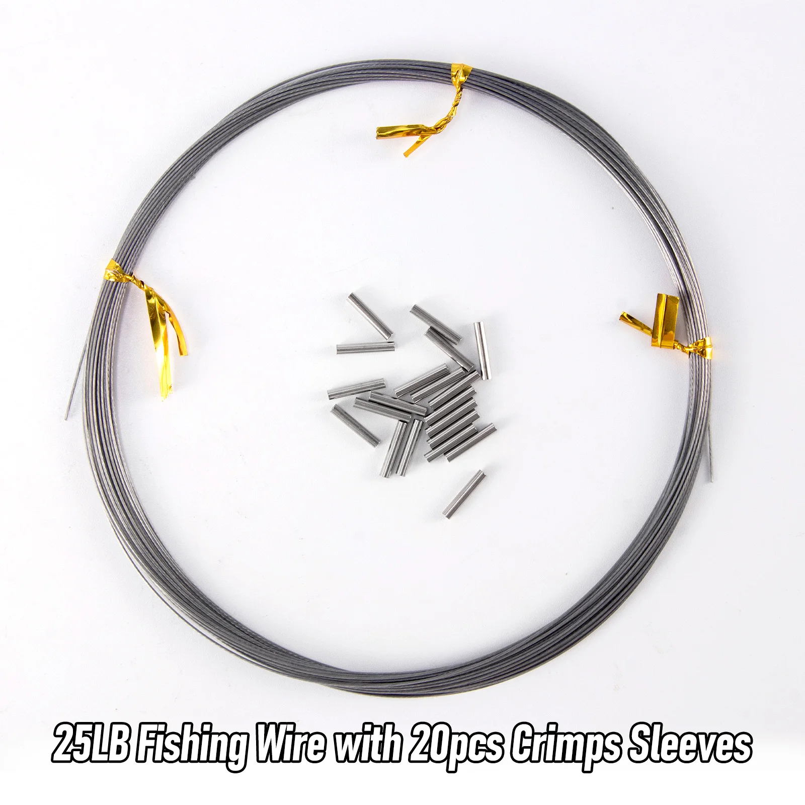 Angeldrahtvorfach mit 20 Crimps-Hülsen, Edelstahl-Vorfachschnur für Hecht, Billfish, Bluefish, Muskie, Wahoo Freshwater – Detail 8