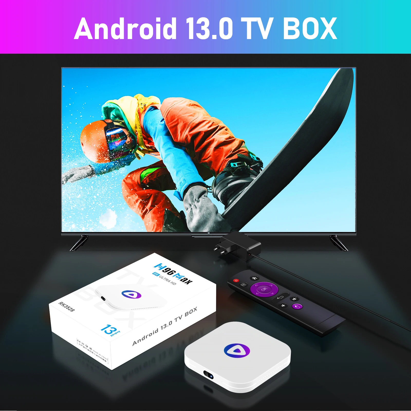 Dispositivo de TV inteligente H96MAX M1, decodificador con Android 13, Rockchip 3528, cuatro núcleos, compatible con decodificación de vídeo 4K, BT 4,0, reproductor multimedia