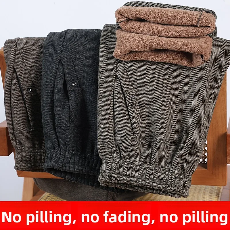 

Thickened Fleece Lined Cotton Trousers for Middle-Aged And Elderly Women Winter High Waist Straight Leg Pants Warm And Comfor...