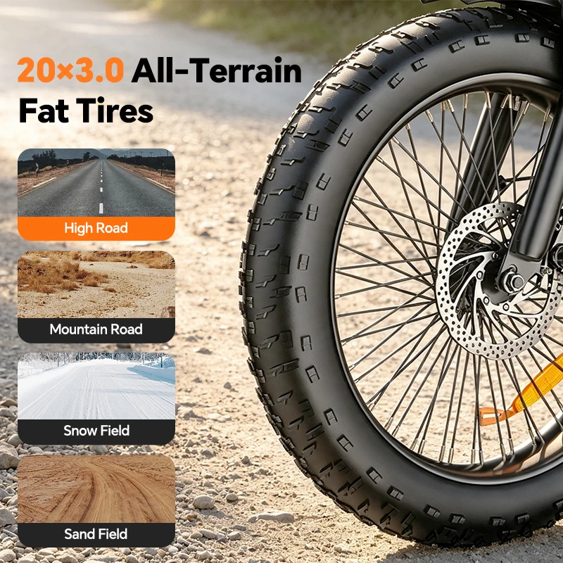 Bicicleta eléctrica para adultos Lookrun U20, 36 V, 15,6 Ah, con neumáticos anchos de 20 x 3 pulgadas, cuadro de aleación de aluminio, 7 modos de asistencia, autonomía de 55 a 70 km, motor sin escobillas, batería de litio, frenos de disco, ideal para uso diario en la ciudad, en terrenos irregulares y para actividades al aire libre. Envío gratuito.