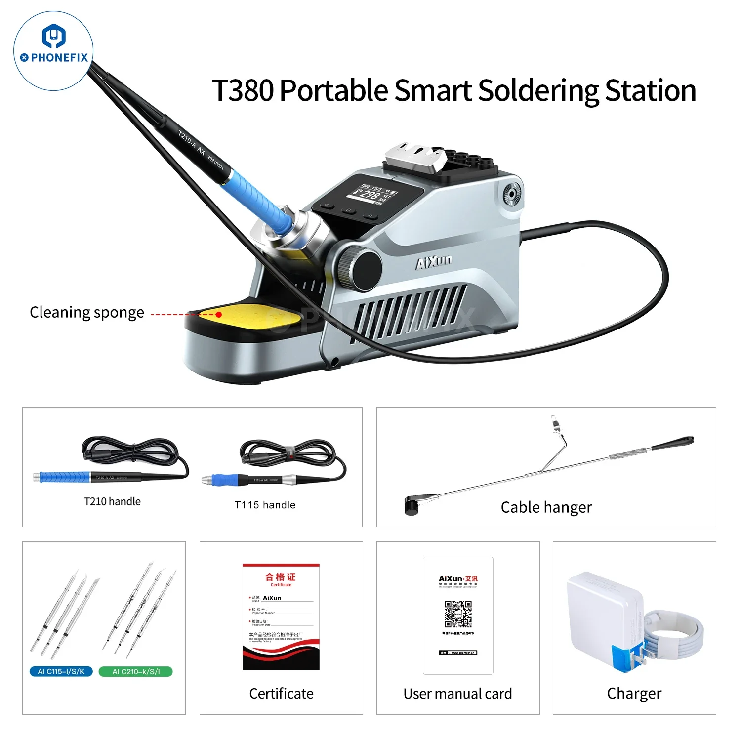 AIXUN T380 Portable Soldering Station Electronic Welding Rework Station For Mobile Phone BGA PCB Welding Repair Tools