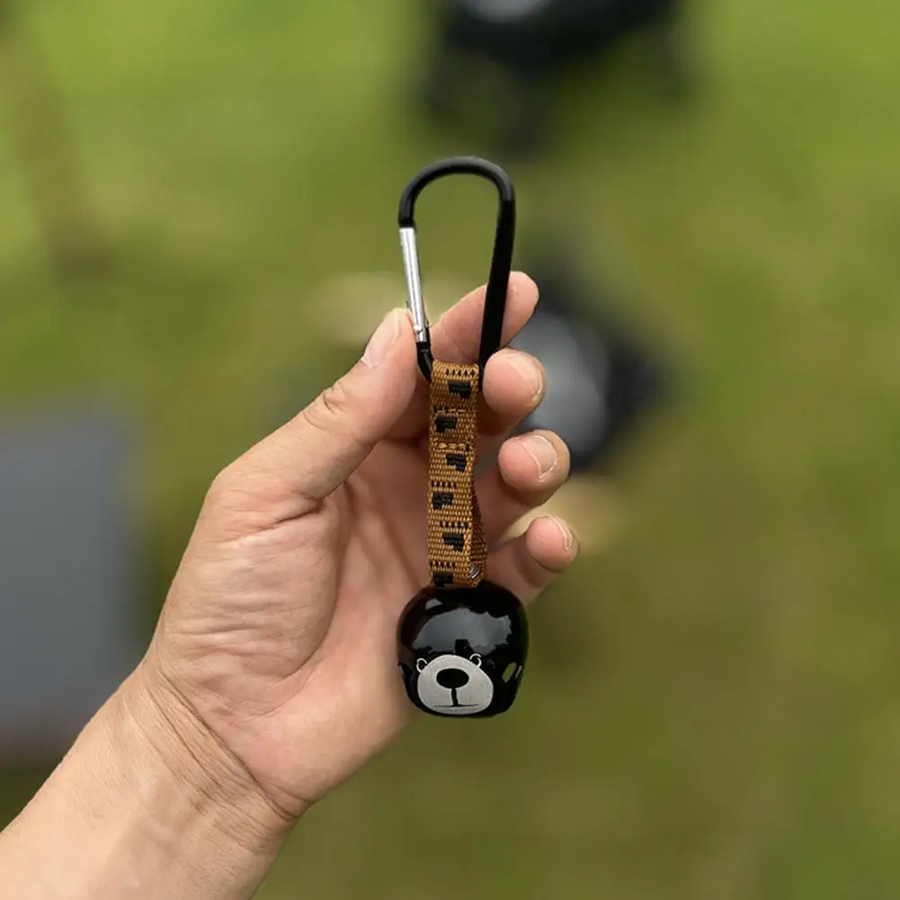 Hiking Bear Bell Bear Shape Bell Outdoor Camping Black Bear Hanging Bell with Carabiner for Backpacking Hiking for Backpack