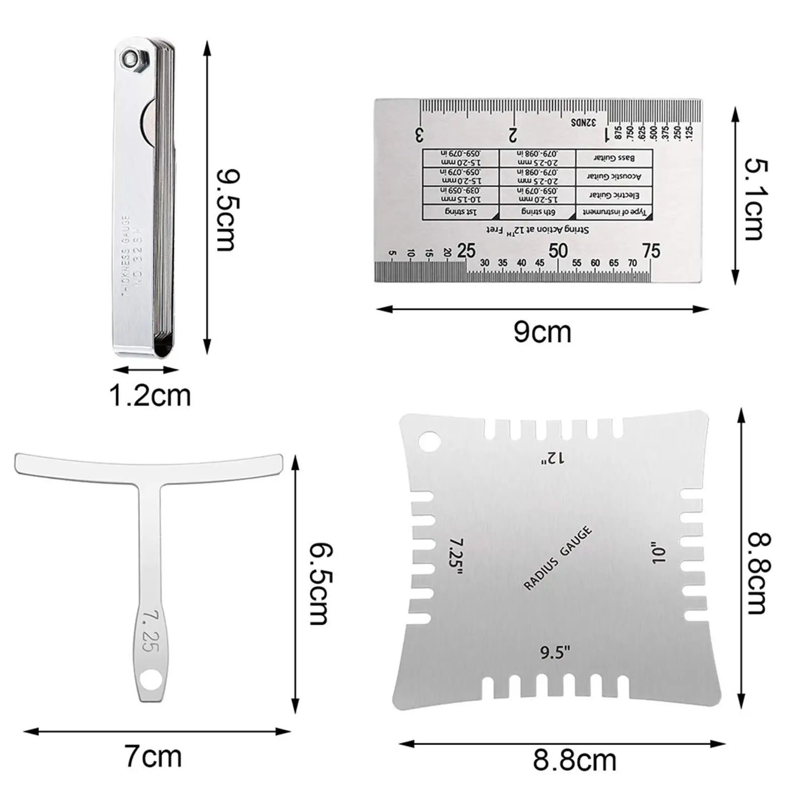 

Измеритель высоты струн (гейгер) для гитаристов, линейка для измерения высоты струн, инструмент для измерения настроения гитары