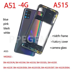 A51 4G A515 For Samsung Galaxy A51 2020 A515F Battery Case Housing Chassis Middle Frame Back Cover + Camera Lens Repair Parts