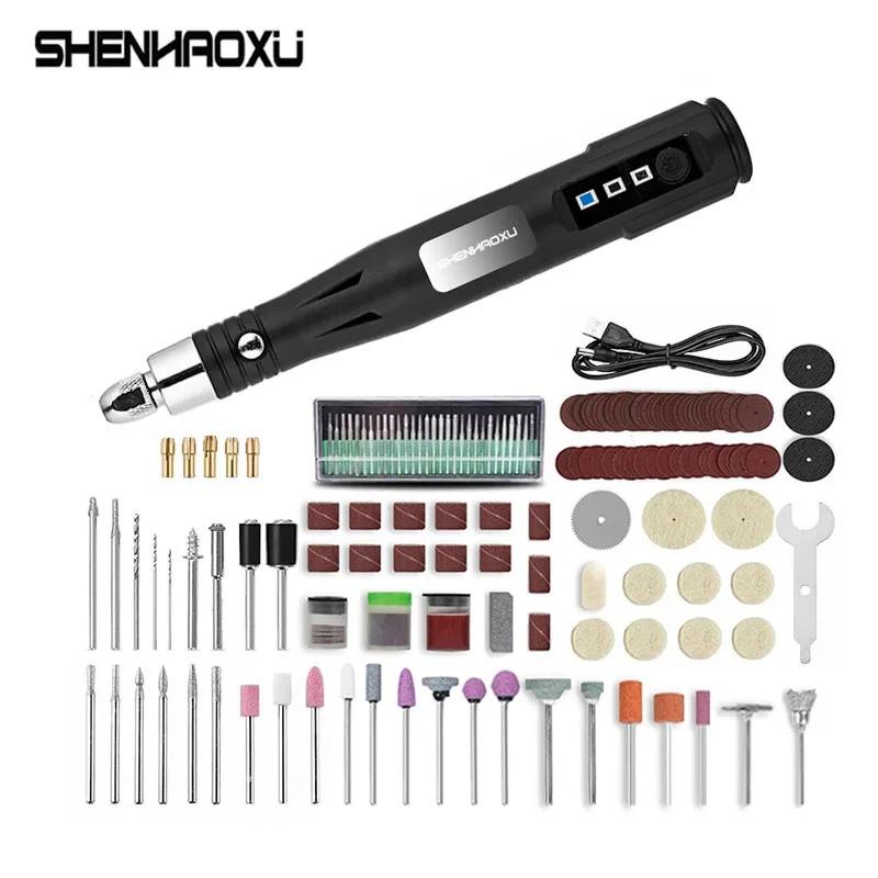 5V Mini Electric Grinder Power Tools Rotation Tool Multifuctional Grinding Accessories Set 3 Speed Engraving Pen For Dremel