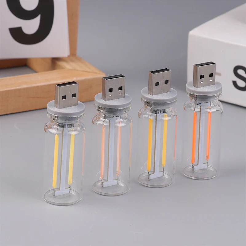 Colorful USB Night Light Touch Control DIY Creative Bedside Car Ambient Light Ceramic Glass Bottle Retro Lighting Bulb Dimmable