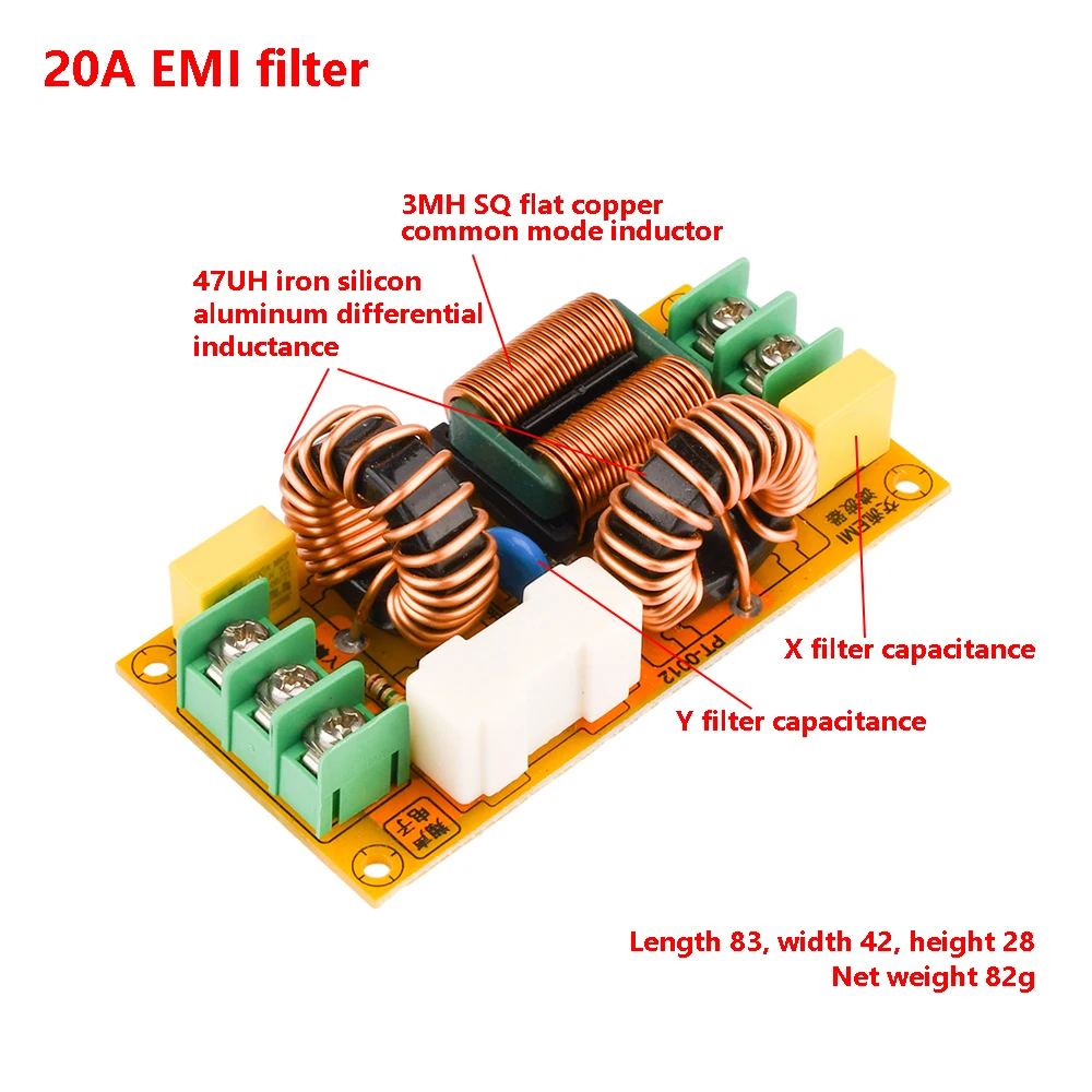 2A 4A 10A 20A EMI Filter Electromagnetic Interference Filter AC 110-250V High Frequency Power Filtering for Car Filtering Board