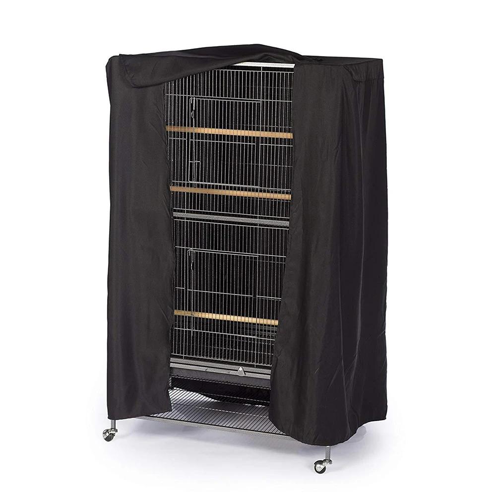 

Large Bird Cage Cover Black Breathable Cotton Pet Sleep Supplies Accessories Cages Night Flap Door Access Safe Use Durability