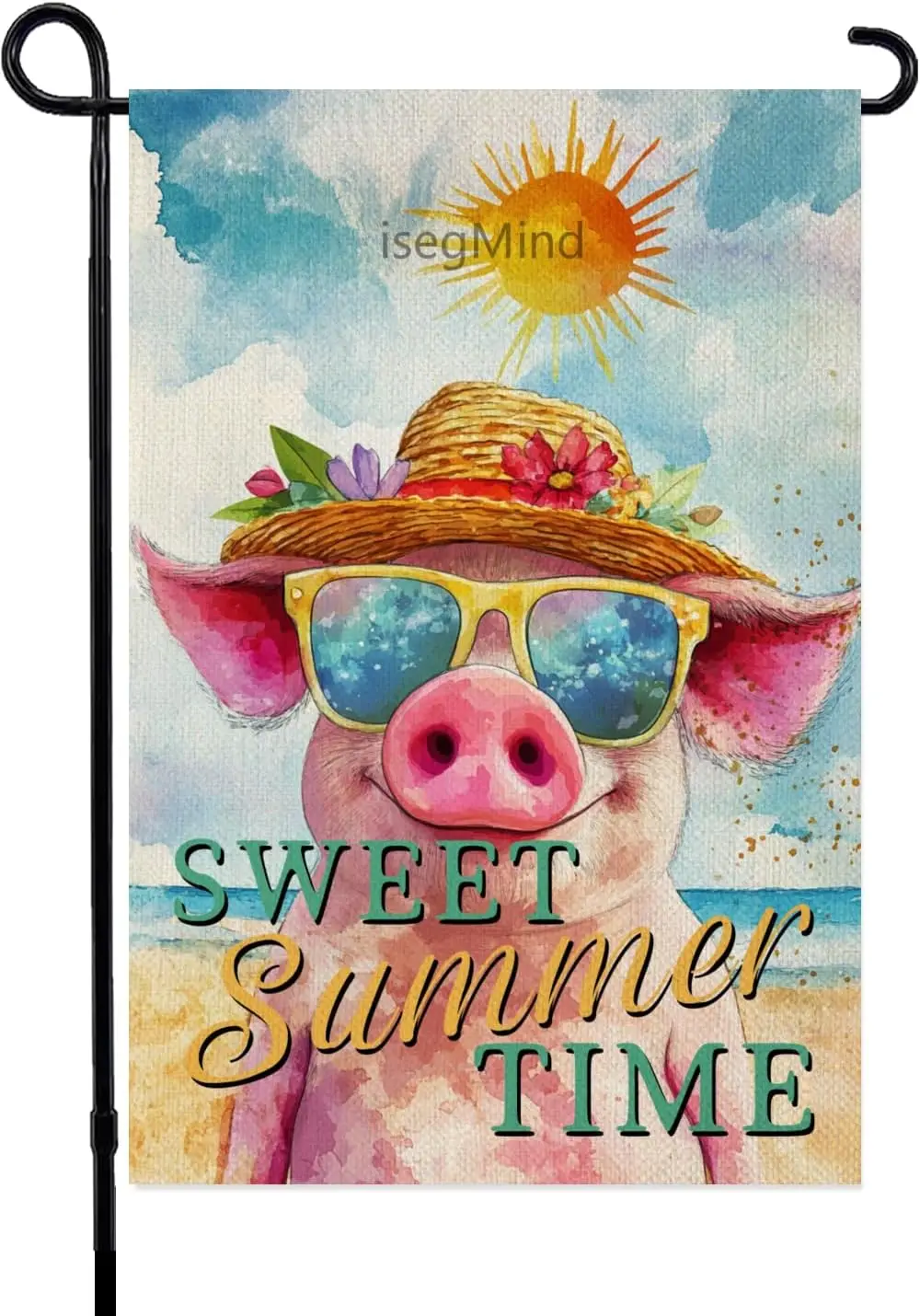 Sweet Summer Time Garden Flag, Buffalo Plaid Check Pig Yard Flag Outside Decoration, Seasonal Farmhouse Beach Outdoor Small  LLE