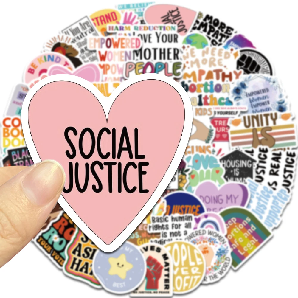50PCS Style Social Justice Stickers Scrapbooking Collage Material Guitar Water Cup Dicycle Notebook DIY Decorative Stickers
