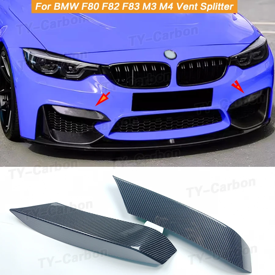 

Front Bumper Side Air Vent Splitter Trim Dry Carbon Fiber For BMW F80 M3 F82 F83 M4 2014-2020 Frame Upper Spoiler Cover Canard