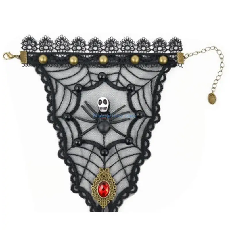 

652B Fingerless Gloves Vintage Beaded Mittens Flower Spiders Decoration Lace Mittens for Evening Dresses and Party Wear