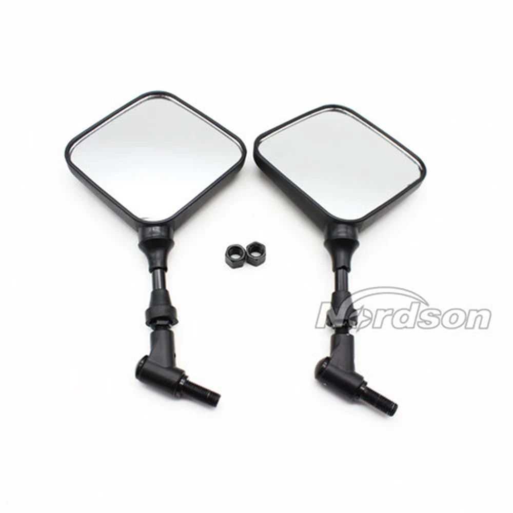 Black 10mm Square Dual Sport Motorcycle Rearview Side Mirror Clear Glass Case For Honda Suzuki Kawas