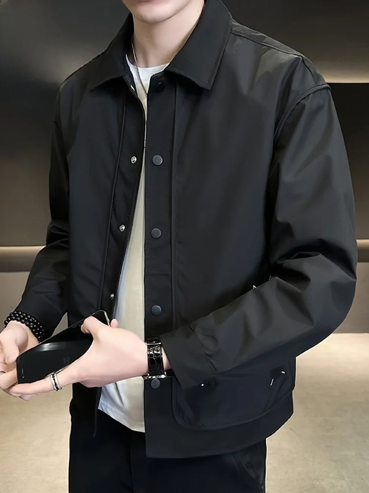 

Мужская свободная куртка с воротником, модная, в стиле пэчворк, осенняя, повседневная, из высококачественного полиэстера, с длинными рукавами