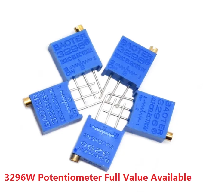 20pc 1K 2K 5K 10K 20K 50K 100K 200K 500K 1M 2 10R 50R 100R 200R 500R 3296W Adjustable Precision Potentiometer Resistor 3296W-103