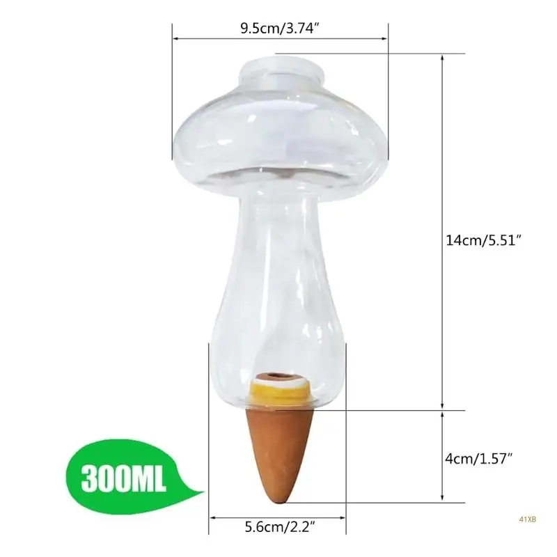 41XB Set of 2 Watering Stakes Mushroom Waterers for Indoor Plant Planter Automatic Drip Irrigation System Ceramics Tool