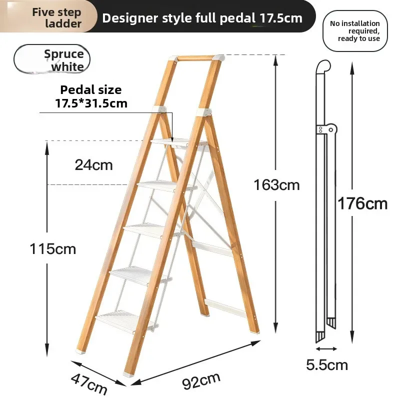 

Многофункциональная бытовая лестница-стремянка с имитацией под дерево, складная, для дома