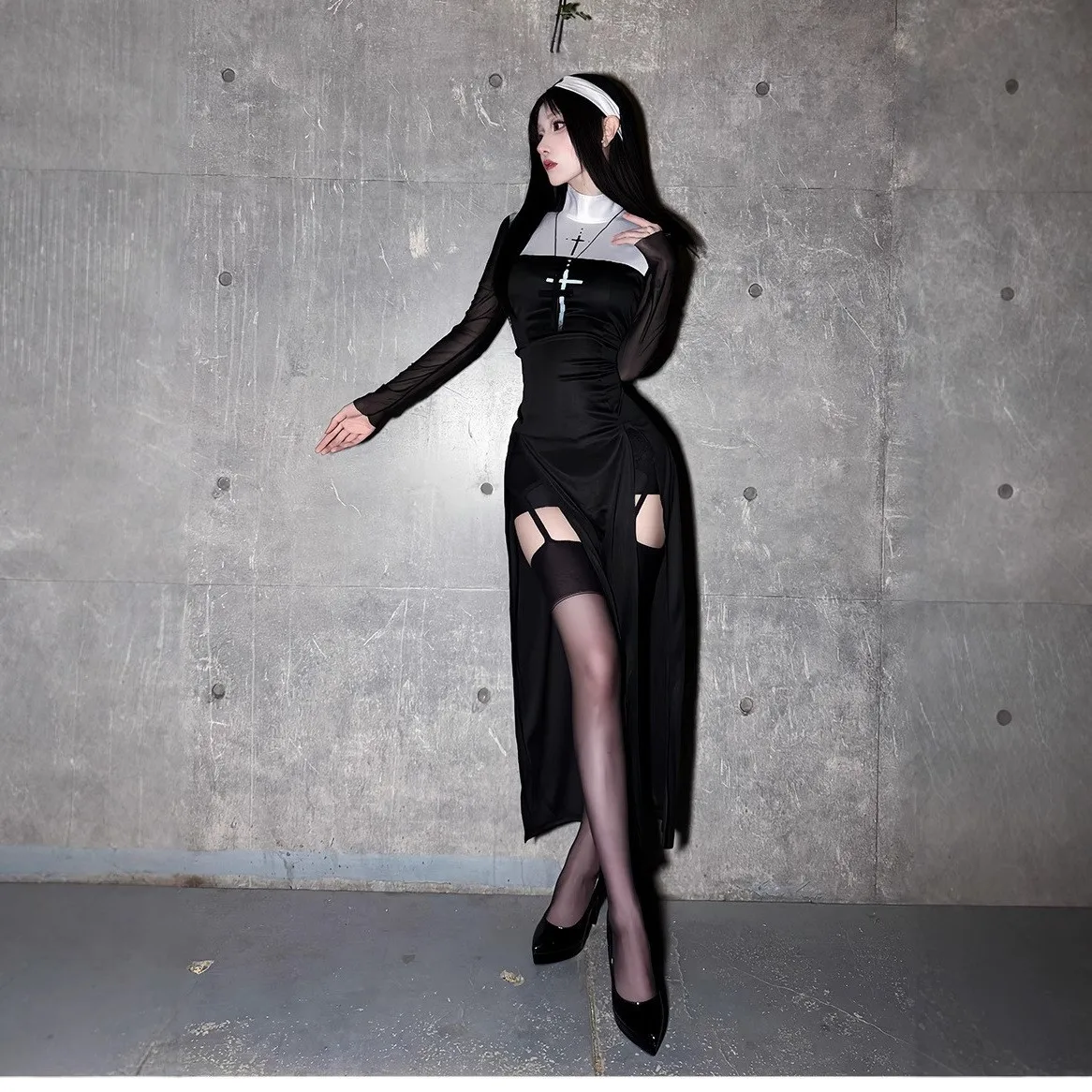 

Сексуальный костюм монахини, крест медсестры, готический k, косплей, ролевой костюм для взрослых, Хэллоуин, Новое поступление, женское традиционное этническое сценическое ко...