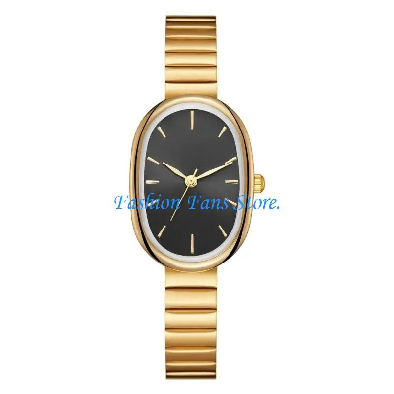 Minimalist Oval Women's Watch Shock Resistant Glass Long Lasting Movement Stainless Steel