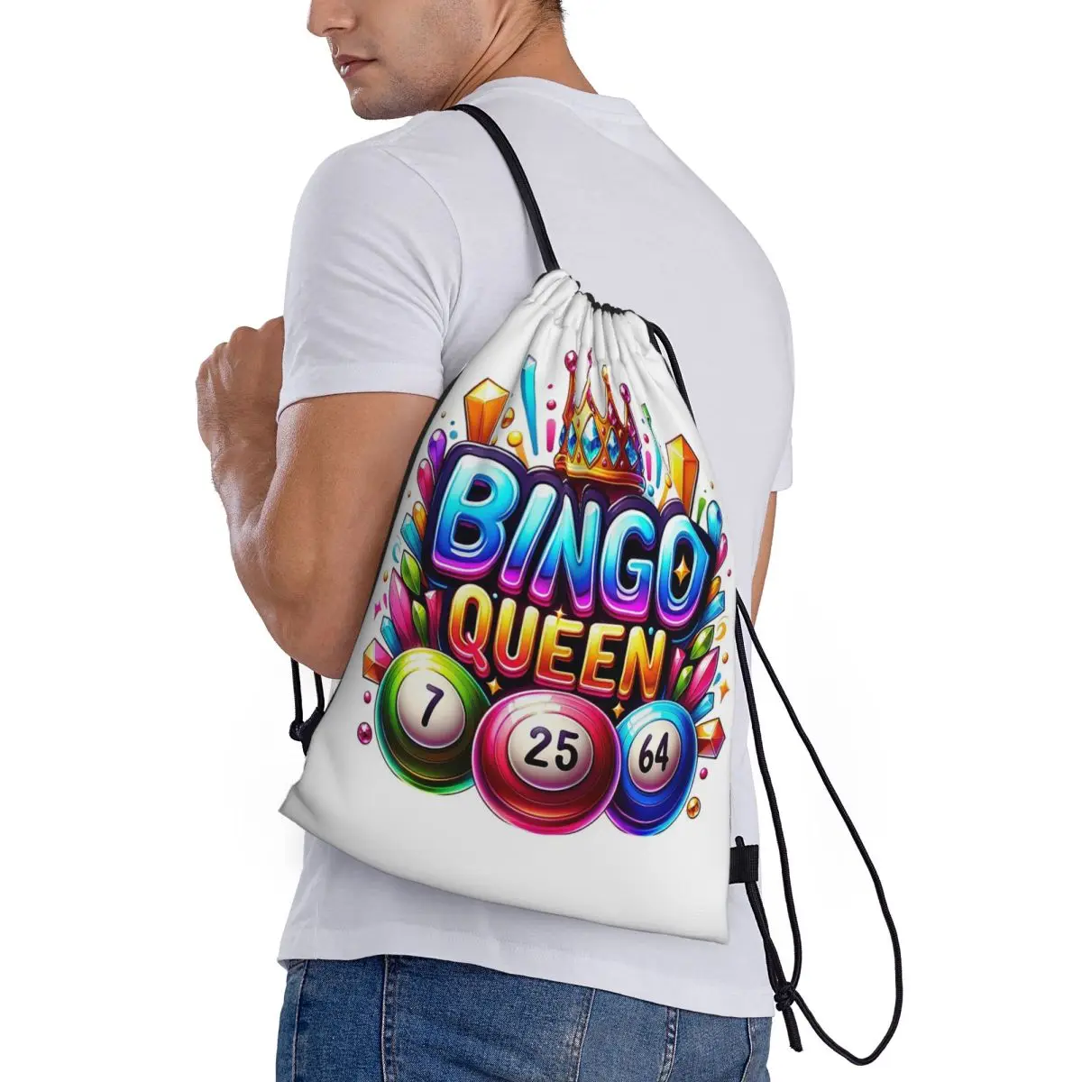 

Bingo Queen Best Player Of Vacation Bingo Backpacks Drawstring Bundle Pocket Sundries Bag Book Bags for Man Woman School