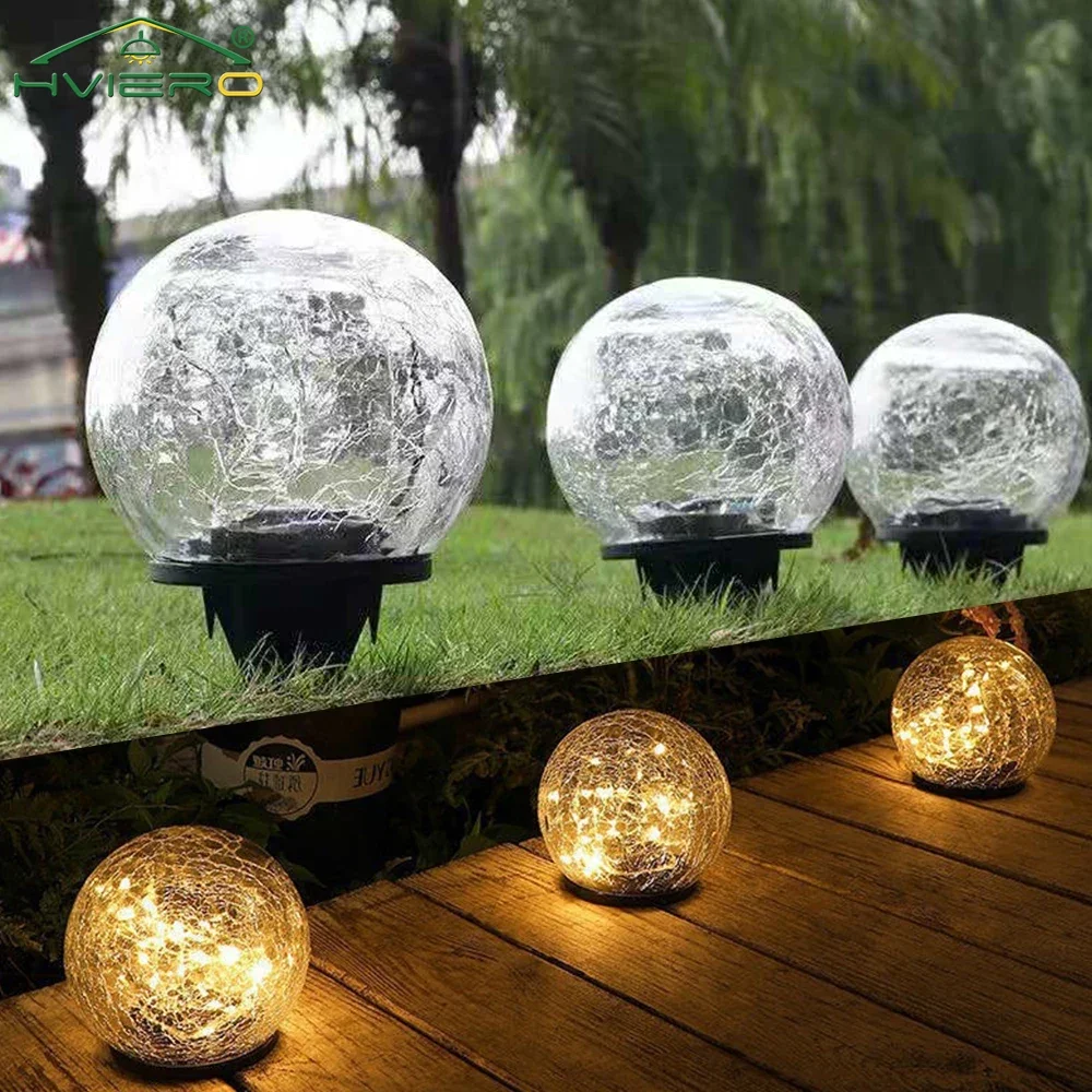 

Solar Led Lamp Outdoor Villa Crack Glass 10CM Ball Light Waterproof Buried Garden Courtyard Balcony Layout Decoration Christmas