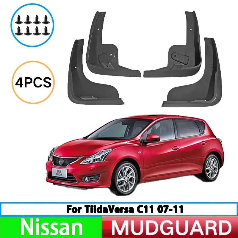 For Nissan TiidaVersa C11 07-11 Yiqida Auto Tire Fender Splash Wound Front and Rear Wheel Fender Auto Parts 4pcs