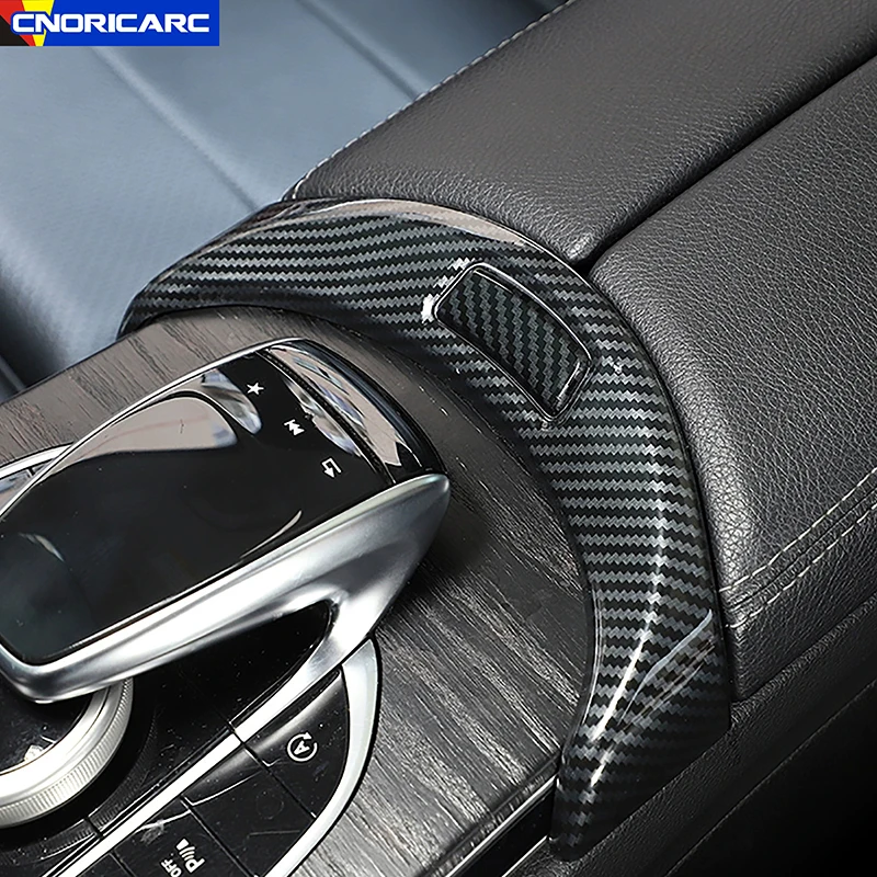 

For Mercedes Benz W205 X253 C Class GLC 2015-2020 Console Armrest Box Buttons Cover Stickers Carbon Fiber Color Car Accessories
