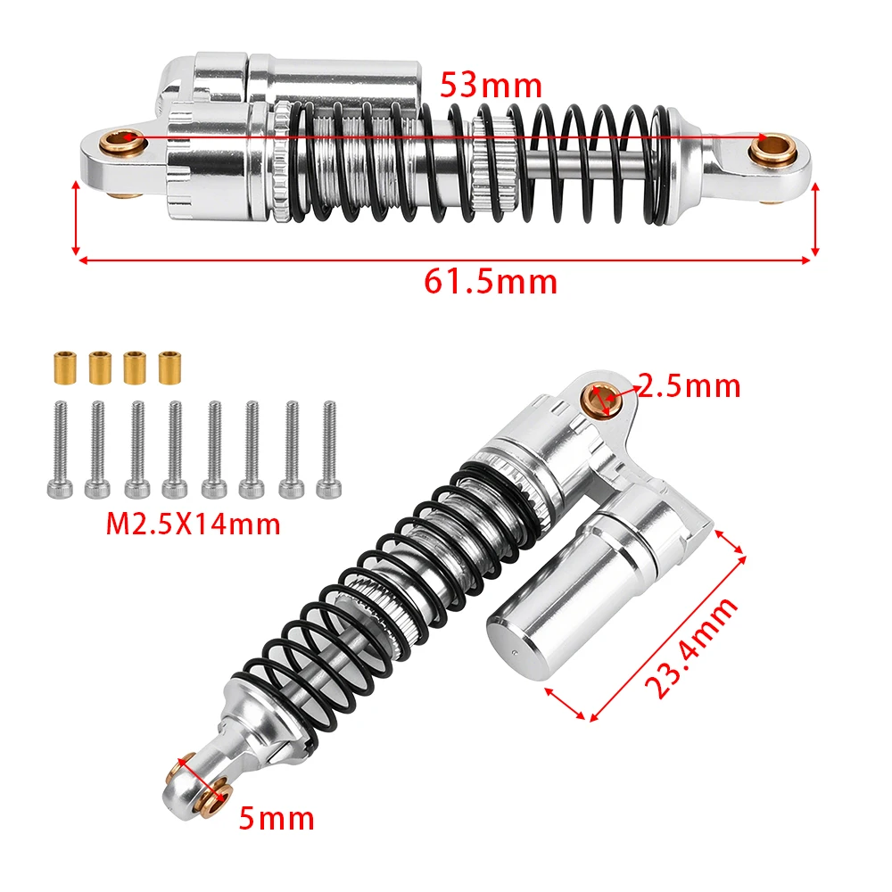 4PCS 53/59/66/78mm Aluminum Alloy Metal Shocks Absorbers Oil Damper for 1/18 RC Crawler TRX4M TRX-4M Bronco Defender Upgrade