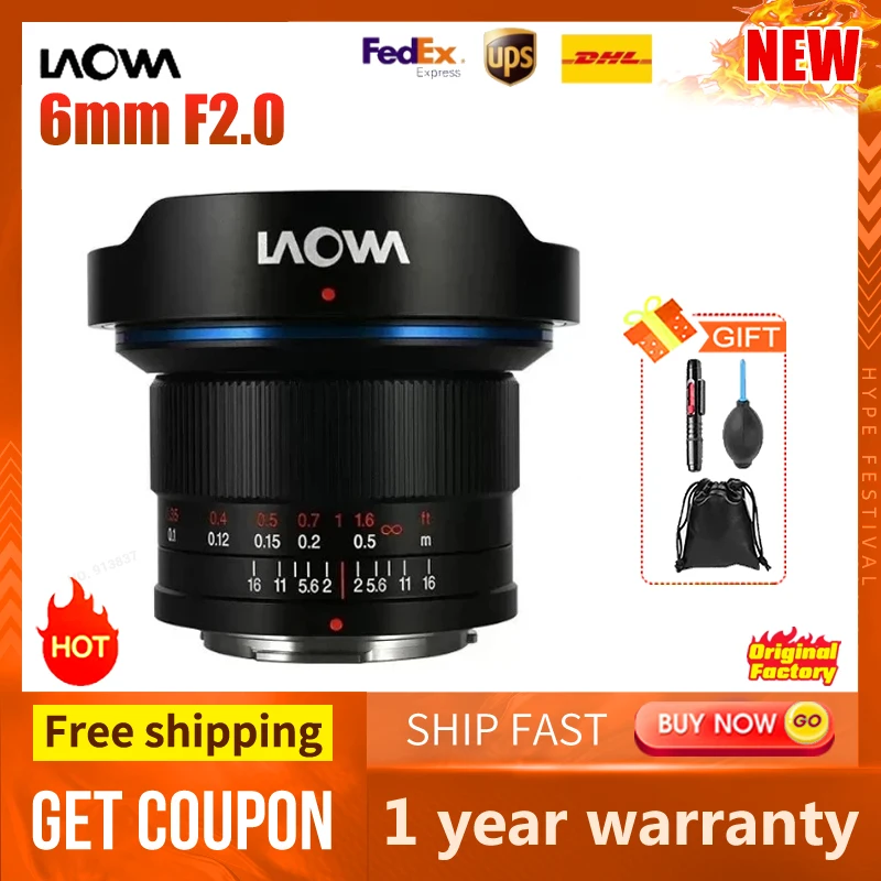 Venus Optics Laowa 6mm f/2 Zero-D عدسة واسعة للغاية بزاوية واسعة للغاية فتحة تلقائية تركيز يدوي لـ Micro 4/3
