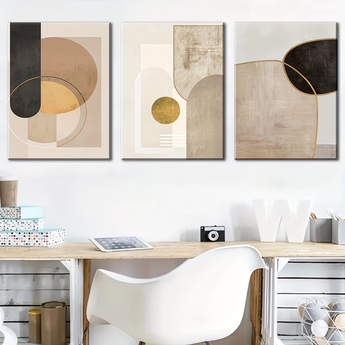 3-teiliges nordisches abstraktes geometrisches Wandkunst-Set, Leinwanddruck, Poster, Bild für Wohnzimmer, Schlafzimmer, Heimdekoration