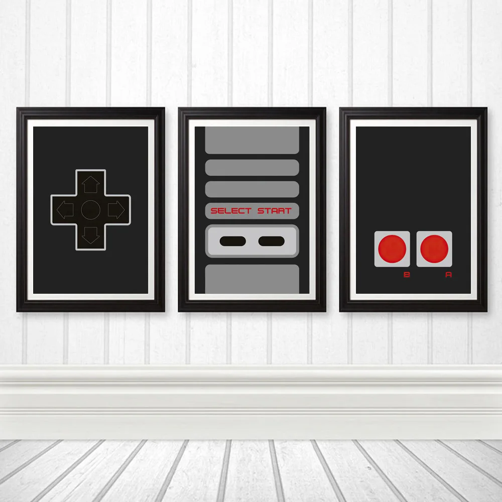 

Minimalist Classic FC Gamepad Art Prints Artwork Painting Wall Decor Game Controller Canvas Poster Pictures For Kids Room