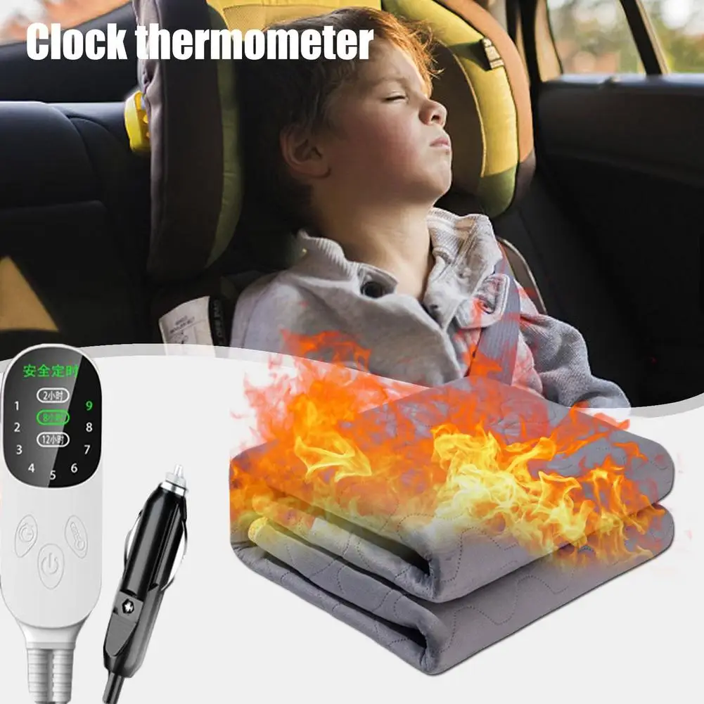 

12V Electric Blanket Plush Thicker Heater Heated Mattress Thermostat Travel Heating Mat Winter Body Warmer For RV SUVs Car