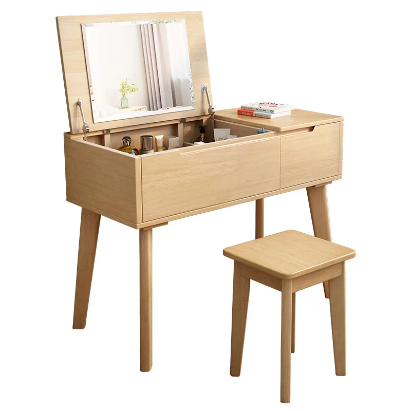 

Solid wood dresser, small bedroom dresser, integrated desk, Nordic simplicity, flip multi-function